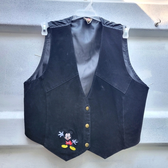 Nostalgic Vintage 100% genuine leather black Disney Mickey Mouse vest m/l - Picture 1 of 9